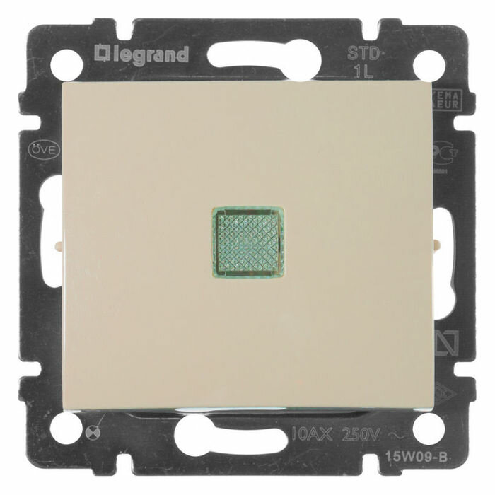 фото Переключатель 1-клавишный Legrand VALENA CLASSIC с подсветкой, скрытый монтаж, слоновая кость, 774103