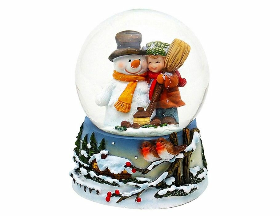 Снежный шар Sigro Снеговик и девочка 50-1862 9 см