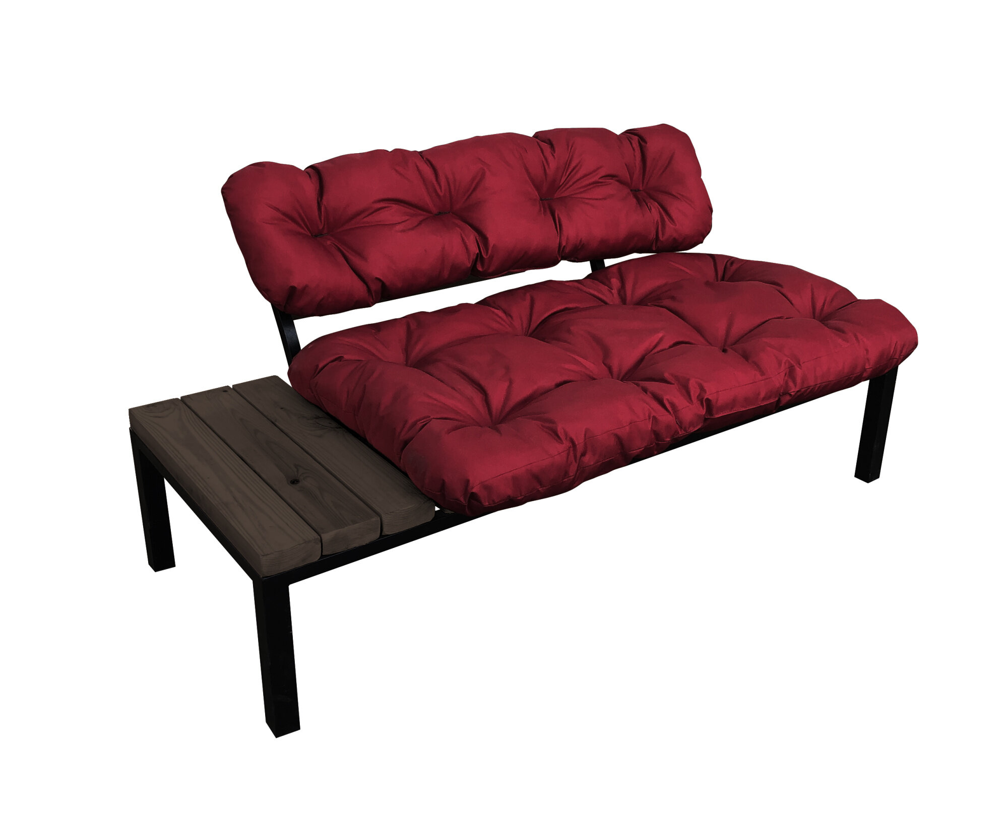 Садовый диван "Дачный" со столиком бордовая подушка M-Group