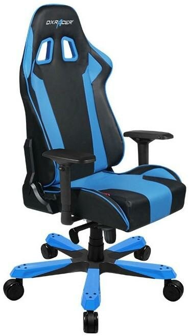 Игровое кресло DXRacer King чёрно-синее (OH/KS06/NB, экокожа, регулируемый угол наклона)