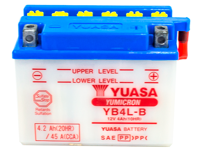 Yuasa Аккумулятор Yuasa YB4L-B 12В 4Ач 45CCA 120x70x92 мм Обратная (-+)