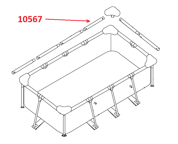 Горизонтальная балка (B) для прямоугольного каркасного бассейна Intex Rectangular Frame 10567 - фотография № 1