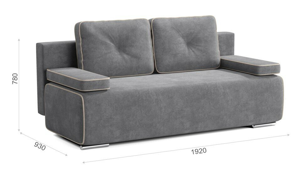 Мягкая мебель Диван кровать прямой Асти Серый Amigo grey, обивка Велюр в гостиную, детскую, спальню, кухню, на дачу еврокнижка (192х93х78см) - фотография № 2