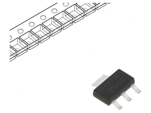 Стабилизатор напряжения DIODES INCORPORATED AZ1117H-ADJTRE1, Стабилизатор напряжения, LDO, линейный, регулируемый, 1,2-5В, 1А, 1шт