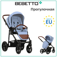 Прогулочная коляска Bebetto Nico, голубой, цвет шасси: черный
