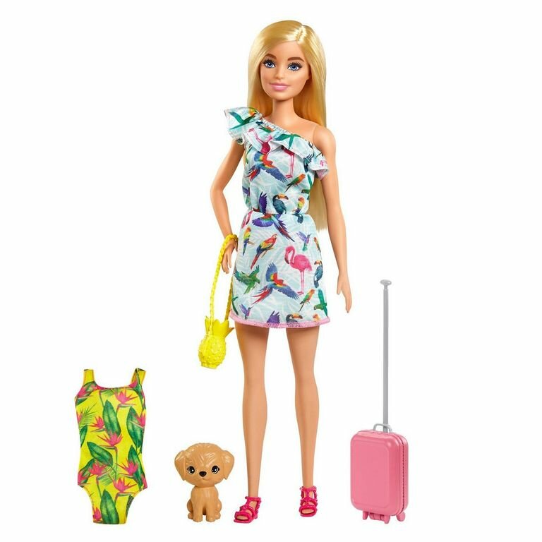Игровой набор Barbie Блондинка в платье с питомцем и аксессуарами из серии «Приключения Барби в доме мечты» - фото №2