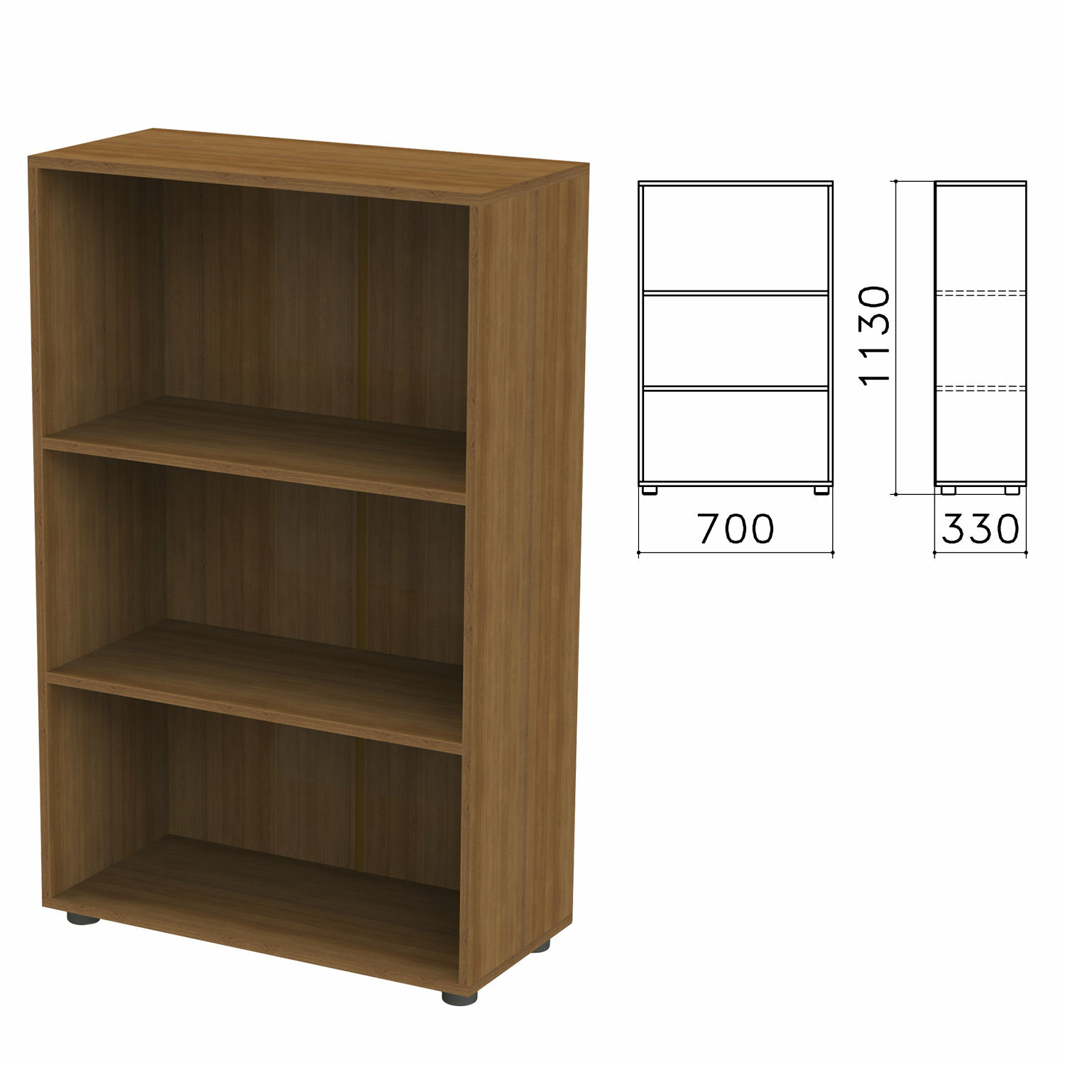 Шкаф (стеллаж) «Канц», 700×330×1130 мм, 2 полки, цвет орех пирамидальный, ШК39.9