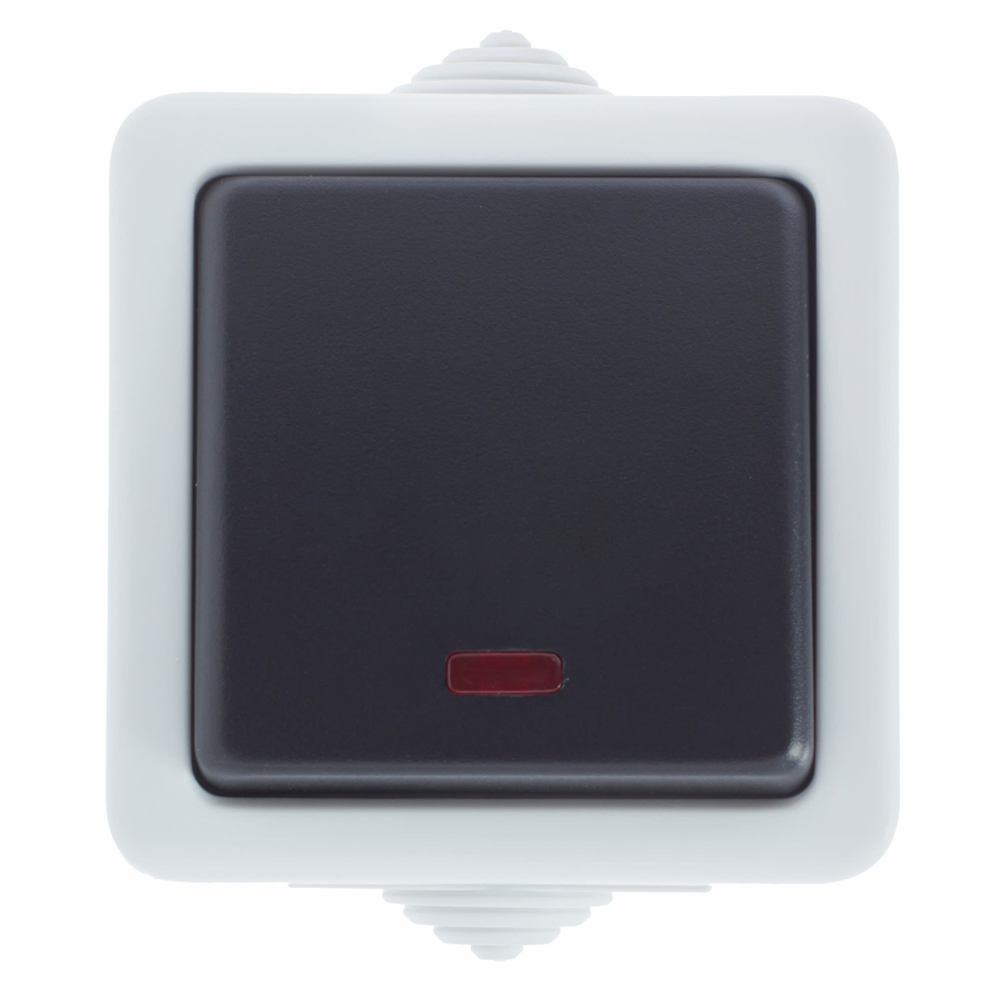 фото Выключатель накладной влагозащищенный LK Studio Aqua 1 клавиша с подсветкой IP54 цвет серый