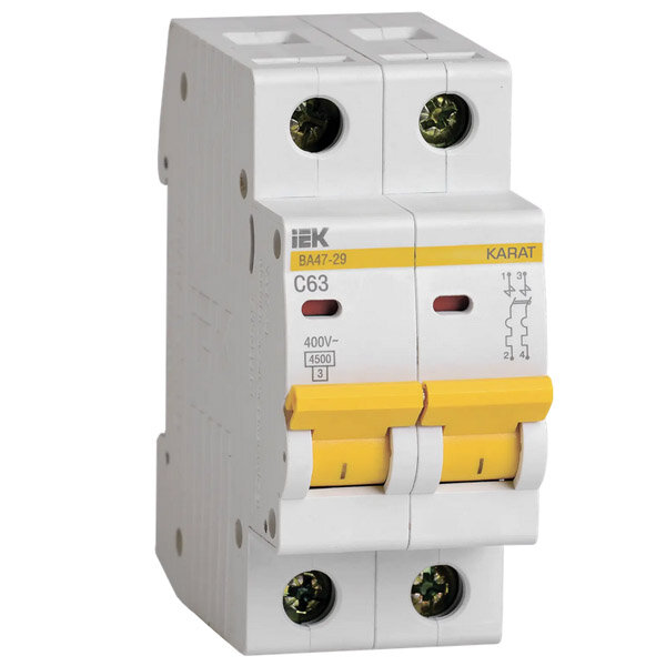 фото Автоматический выключатель 2-пол. 63А ВА47-29 C 4,5кА MVA20-2-063-C KARAT IEK