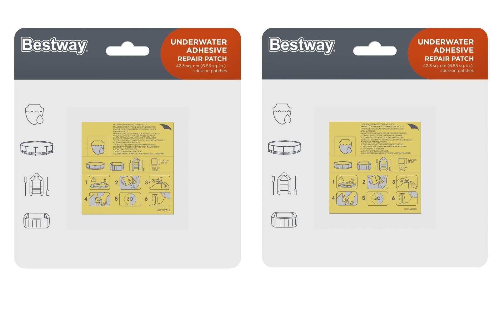 Ремкомплект для бассейна 2 упаковки по 10 шт / Заплатки для бассейнов, кругов / Ремонтный комплект влагостойких заплаток Bestway