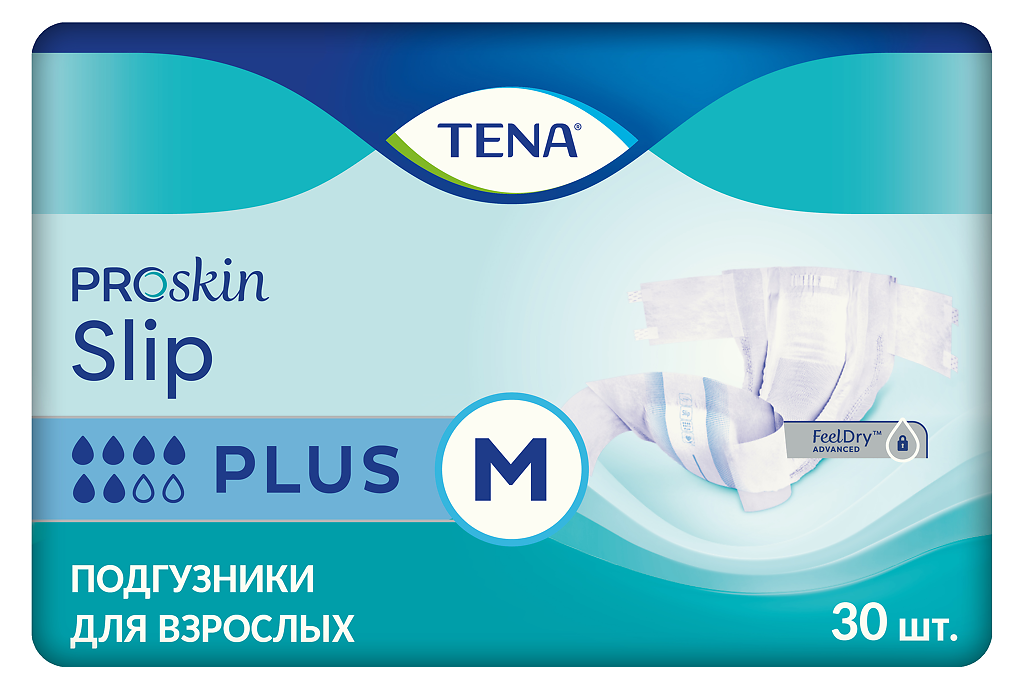 Tena Slip Plus подгузники для взрослых р. M до 120 см, 30 шт