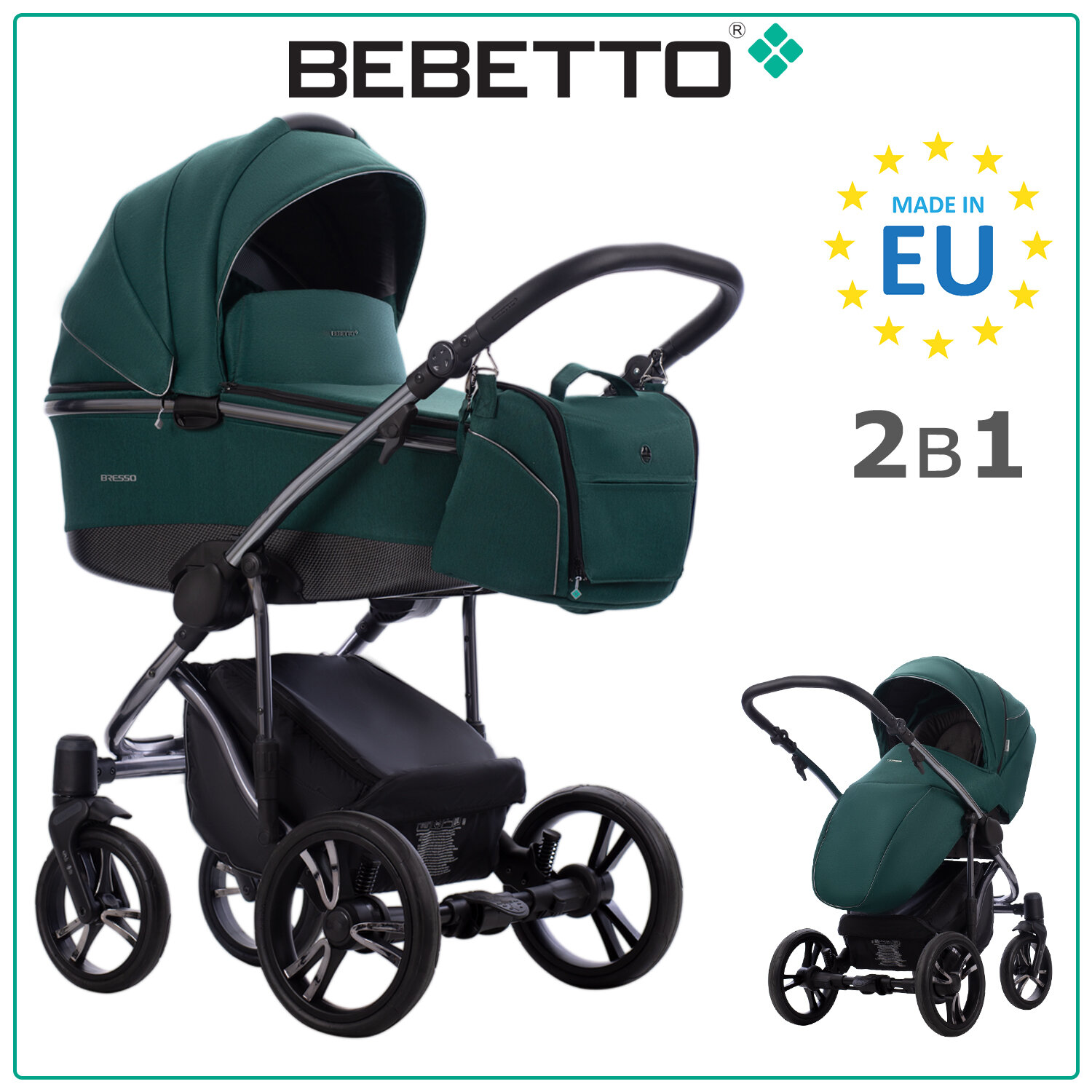 Детская коляска 2 в 1 Bebetto Bresso Premium Class 06_DARK