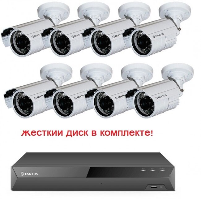 Комплект видеонаблюдения на 8 IP камеры 2 Мп
