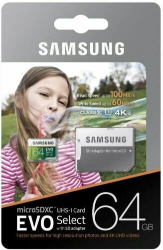 SAMSUNG Карта памяти Samsung MB-ME64G micro SDXC UHS-I EVO 64Gb class10 4K