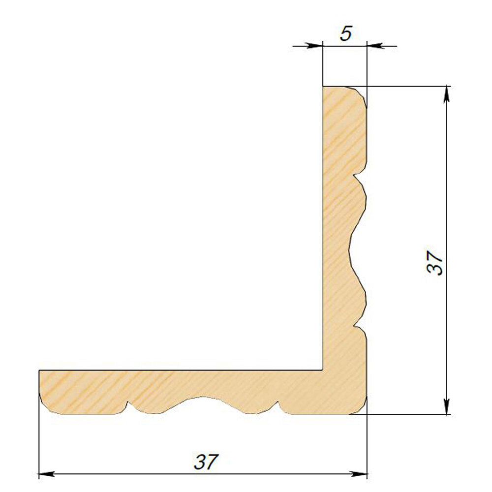 Угол наружный фигурный 37х37х5х2500 мм сорт Экстра сращенный - фотография № 3