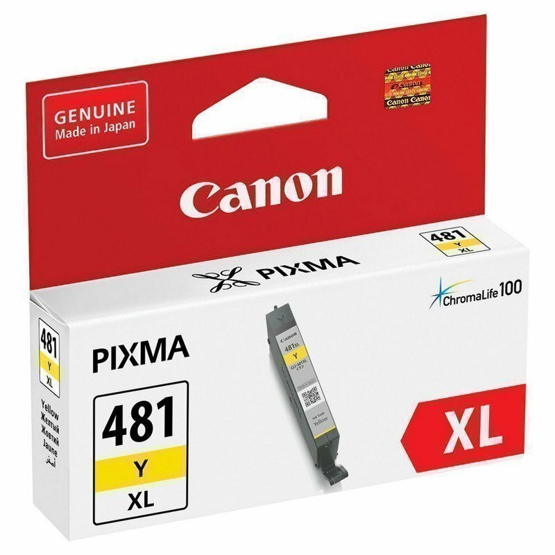 Картридж струйный CANON (CLI-481Y XL) для PIXMA TS704 / TS6140, желтый, ресурс 512 страниц, оригинальный, 2046 2046C001