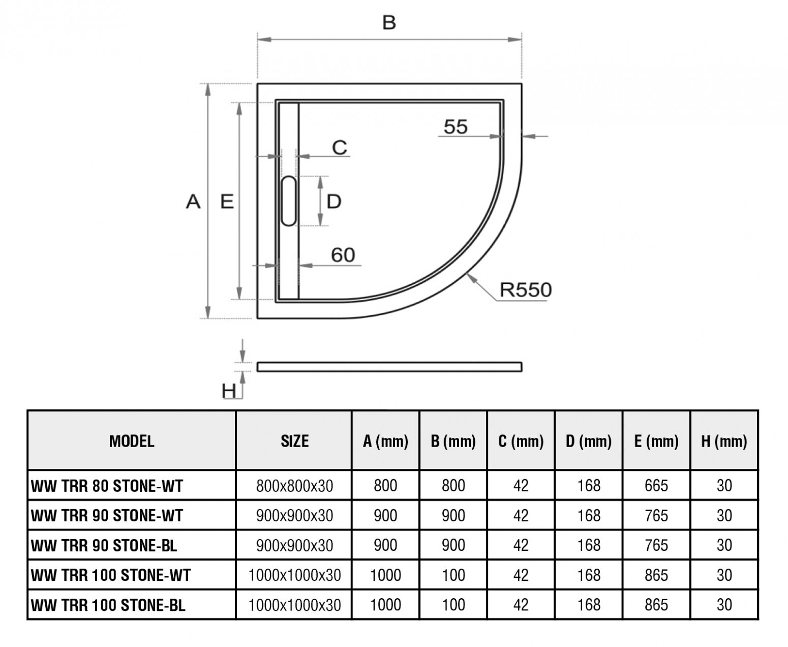 Поддон для душа из искусственного камня WeltWasser WW TRR 100 STONE-BL 100x100 черный 10000004386 - фотография № 4