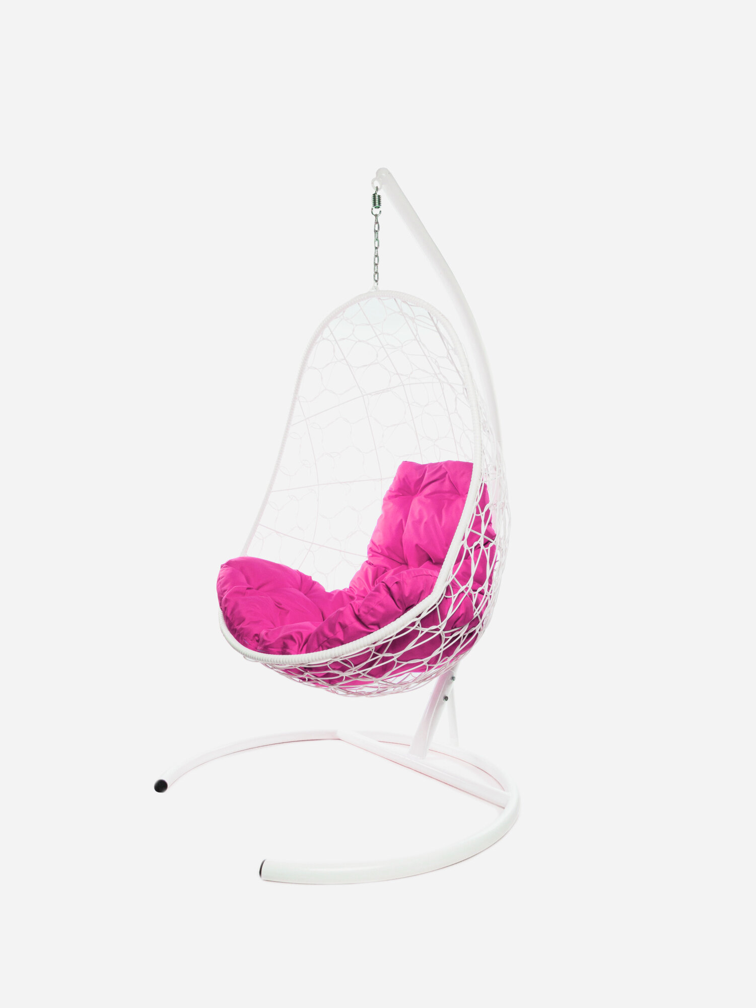 Подвесное кресло M-group овал с ротангом белое розовая подушка