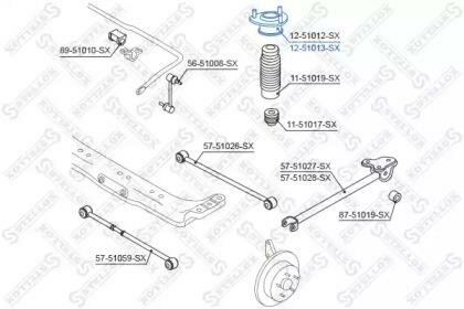 Опора амортизатора заднего правая FIAT PUNTO 05- ALFA ROMEO MITO 08- 1251013SX