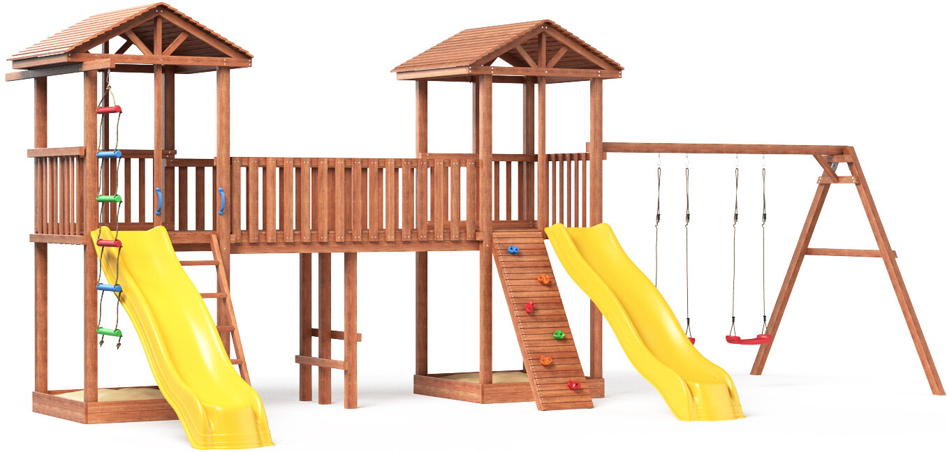 Детская площадка с качелями и узким скалодромом СГ6-Р912-Р922