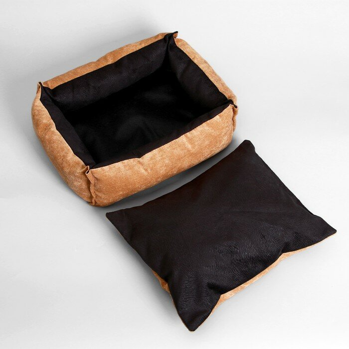 Пижон Лежанка под замшу с двусторонней подушкой, 45 х 35 х 11 см, мебельная ткань, микс цветов - фотография № 8