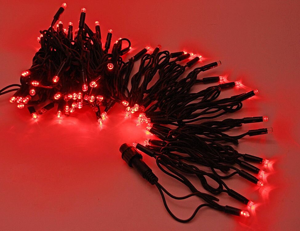 Гирлянда светодиодная уличная 24V Laitcom Legoled 100 красных LED ламп 10 м мерцание черный каучук соединяемая IP44 Laitcom LL100-1-1R