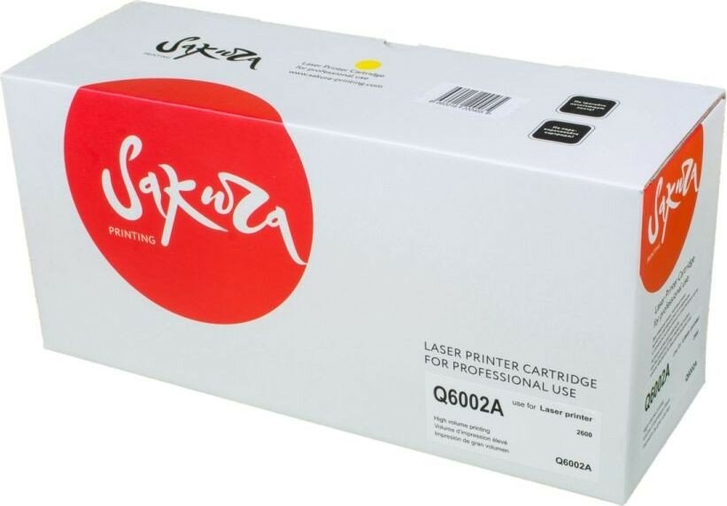Картридж SAKURA Q6002A для LaserJet 1600/2600n/2605/2605dn/2605dtn/CM1015MFP/CM1017MFP, желтый, 2000 к.