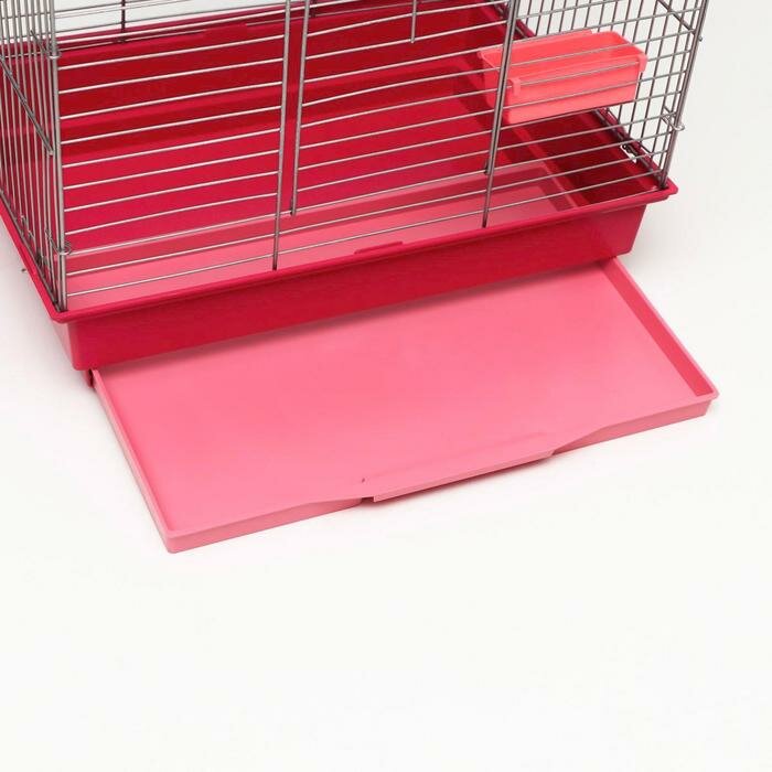 Клетка для птиц "Пижон" №101, хром , укомплектованная, 41х30х65 см, рубиновая - фотография № 8