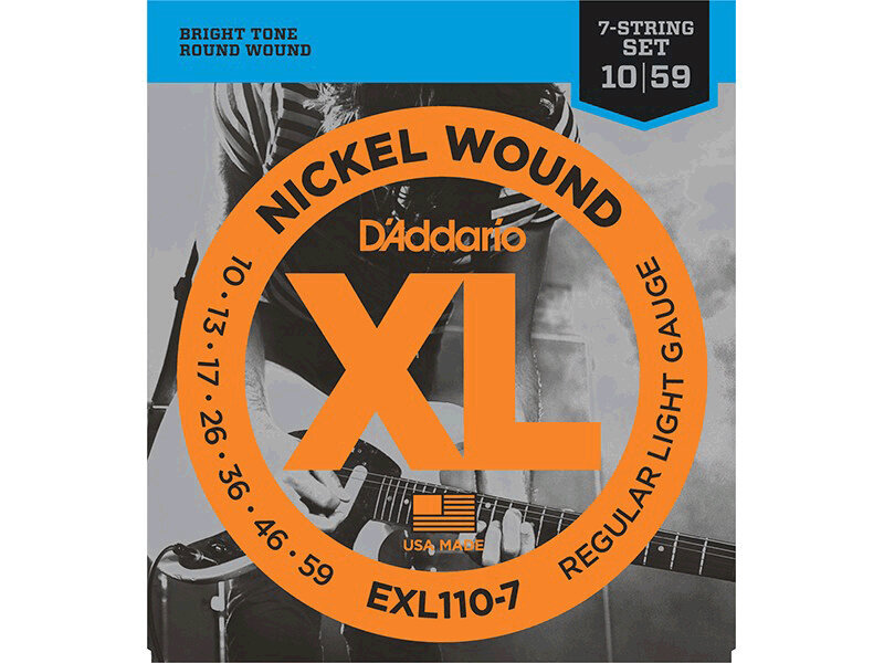 Струны D`Addario EXL110-7 XL NICKEL WOUND 10-59 для 7-струнной электрогитары