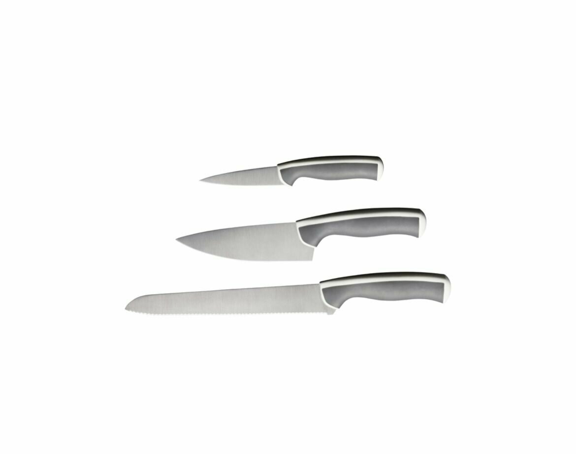 ANDLIG набор ножей IKEA 3 штуки, цвет светло-серый/белый - фотография № 1