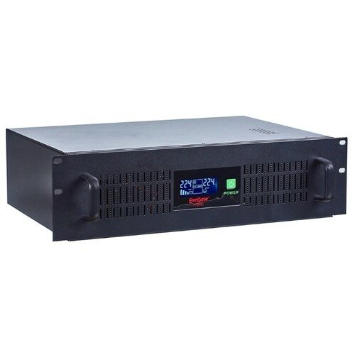 EXEGATE EP270874RUS ИБП Power RM Smart UNL-1500 LCD <1500VA, Black, 2U, 3 евророзетки, USB>