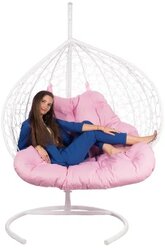 Двойное подвесное кресло "gemini" promo White розовая подушка