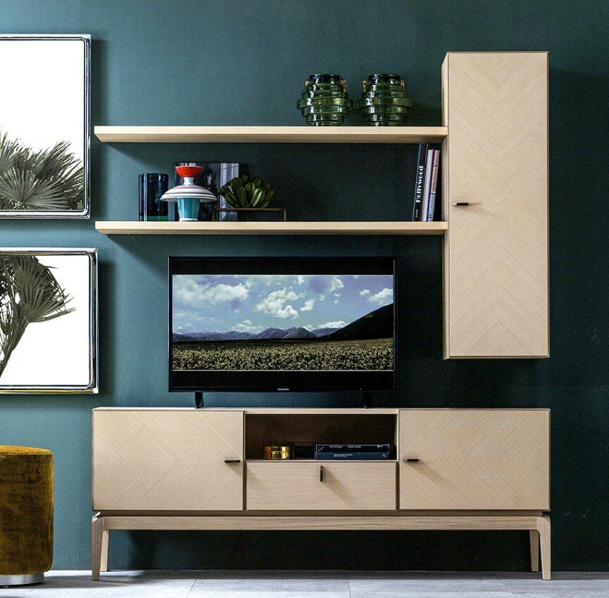 фото Гостиная Моника МДФ (Вяз текстурированный матовая, Слоновая кость 514)