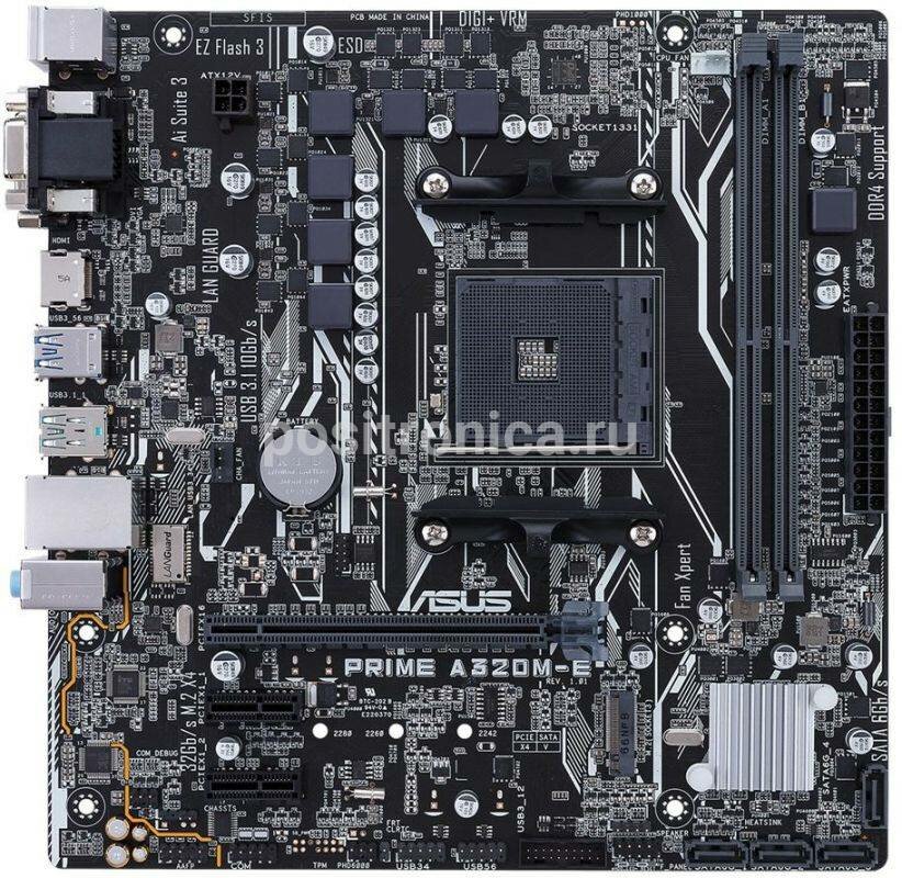 Материнская плата Asus PRIME A320M-E, Soc-AM4, mATX