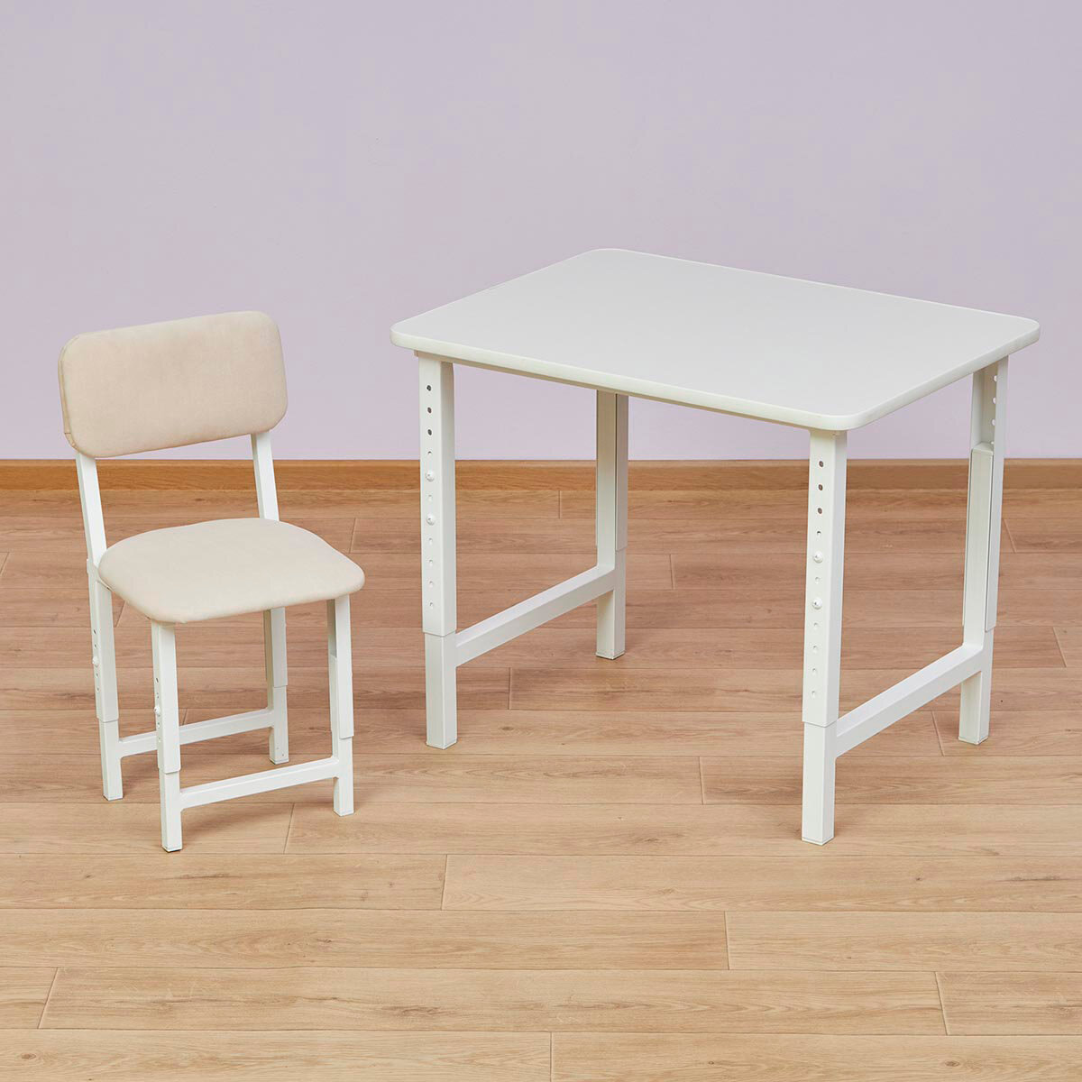 Комплект стол Мадий 11WW и мягкий стул регулируемые по высоте - фотография № 1