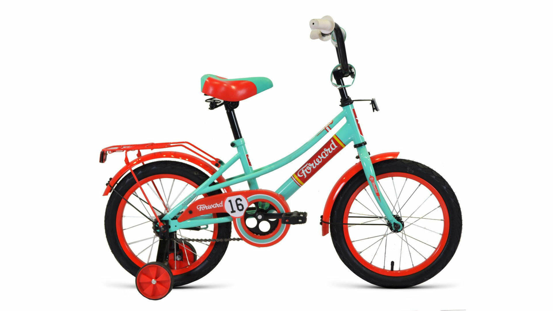 Детский велосипед Forward Azure 16, год 2021, цвет Зеленый-Красный