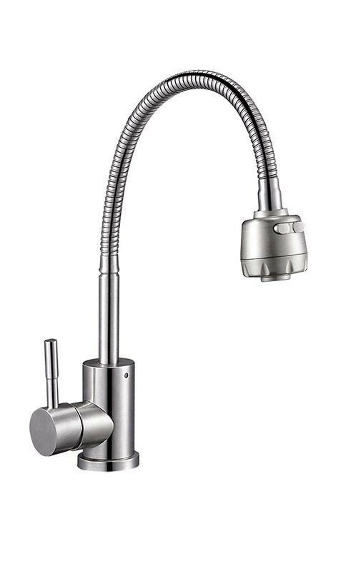 EZA4-A090 Смеситель для кух.мойки с гибким изливом,картр.35,нерж.креп.гайка-втулка