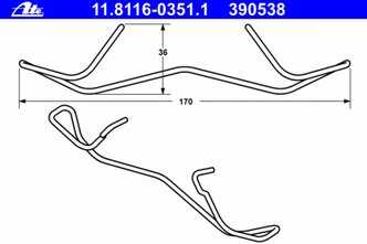 Пружина тормозной суппорт Ate 11.8116-0351.1 Citroen / Peugeot: 4427C1. Renault: 410830001R. Vag: 1K0615269 390538 Audi