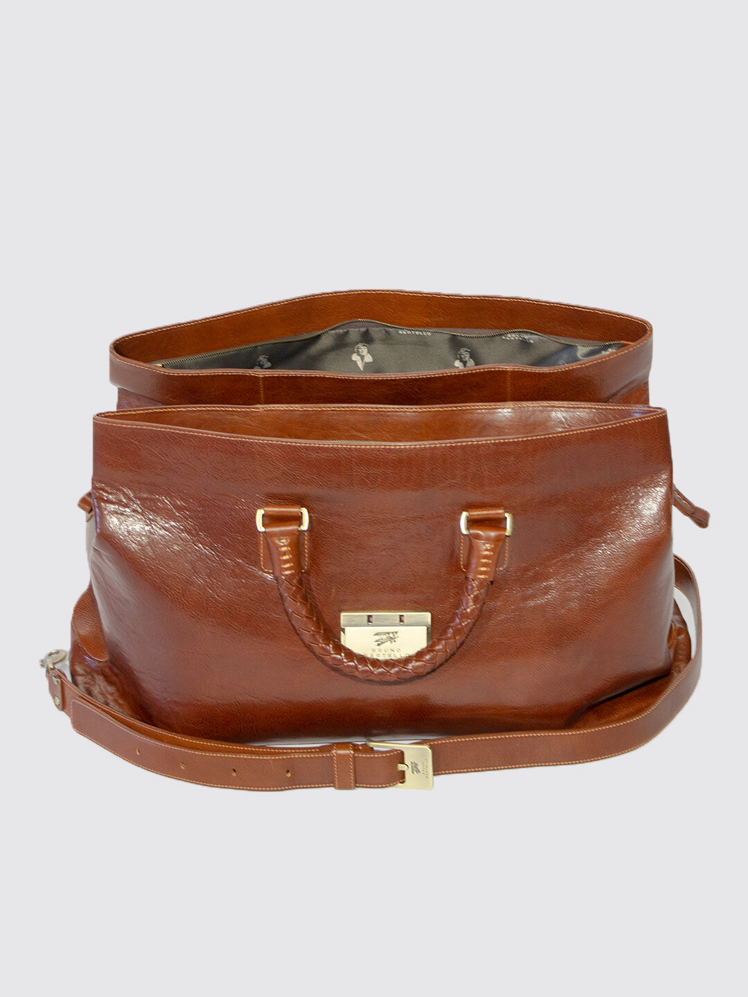 Дорожная сумка кожаная с клатчем в комплекте Bruno Bartello D-0005, коричневая - фотография № 5