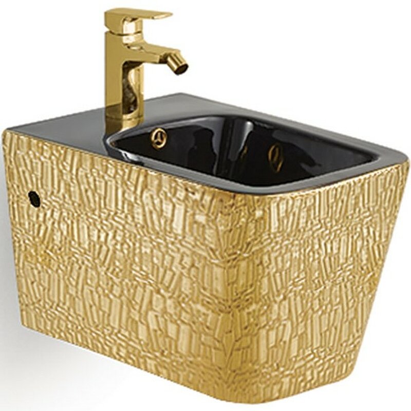 Биде Vincea Q-Line VB1-12G1B цвет черный/золотой, подвесной