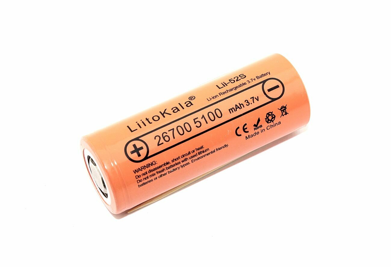 Аккумулятор типа 26700 Li-Ion LiitoKala Lii-52S 5100mAh, 3.7V