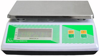 Весы порционные ФорТ-Т 708Ф фиеста 15кг/2г, LCD дисплей, без стойки, платформа 260х220 мм (пластик + нержавейка)