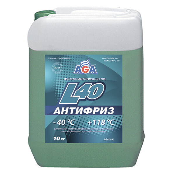 Антифриз AGA-L40, готовый к применению, (9.46 л/10 кг) AGA009L