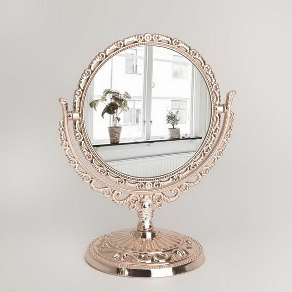 Зеркало настольное, двустороннее, с увеличением, d зеркальной поверхности 12.5 см, цвет бронзовый