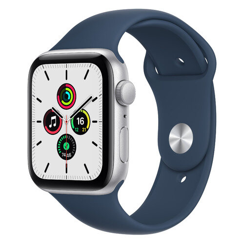 Смарт-часы Apple Watch SE 2021, 44мм, серебристый / синий омут [mkq43ru/a]