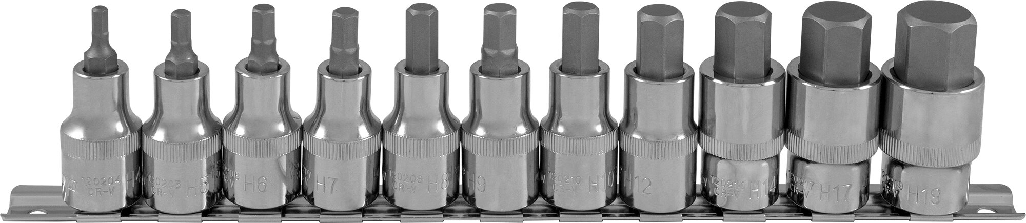 912211 Набор торцевых насадок 1/2"DR с вставками HEX, 11 предметов