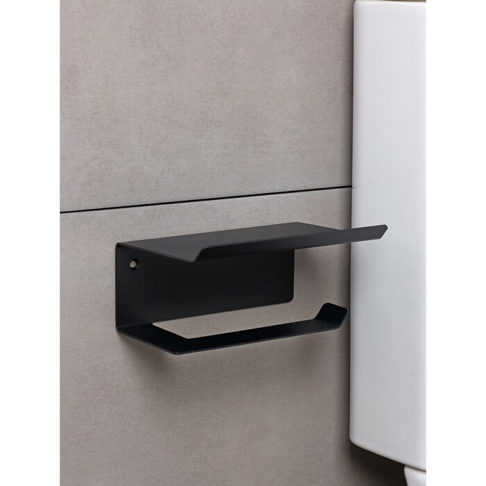 Держатель для туалетной бумаги лофт, 160×110×85 мм, цвет черный - фотография № 5