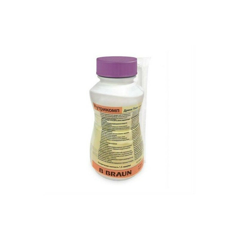 Нутрикомп Дринк Плюс, клубничный, в пластиковой бутылке - жидкая смесь для энтерального питания, 200 мл