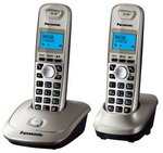 Стационарные телефоны Panasonic Р/Телефон Dect Panasonic KX-TG2512RUN платиновый (труб. в компл.:2шт) АОН - изображение