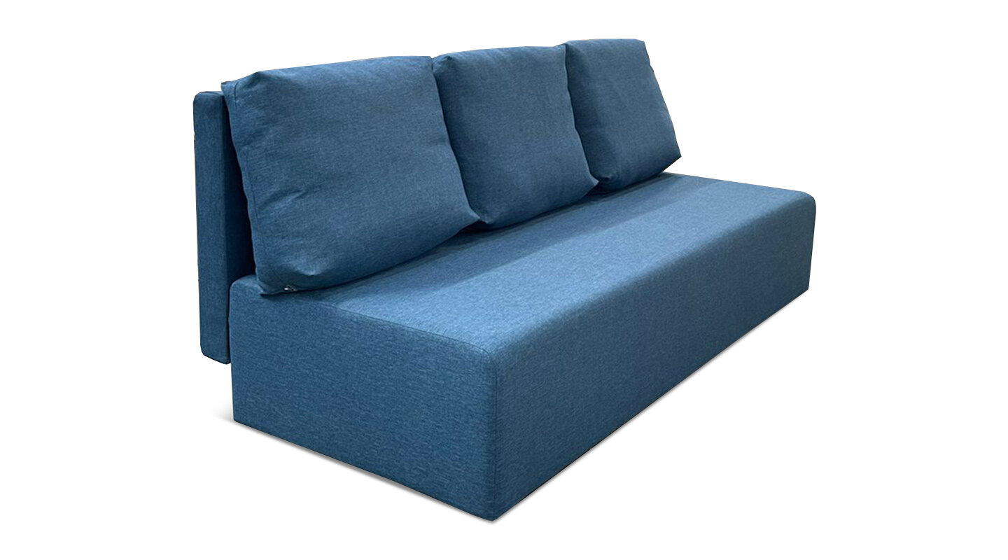 Прямой раскладной диван “Каир” 187х87х85 см, механизм еврокнижка, синий рогожка - фотография № 6